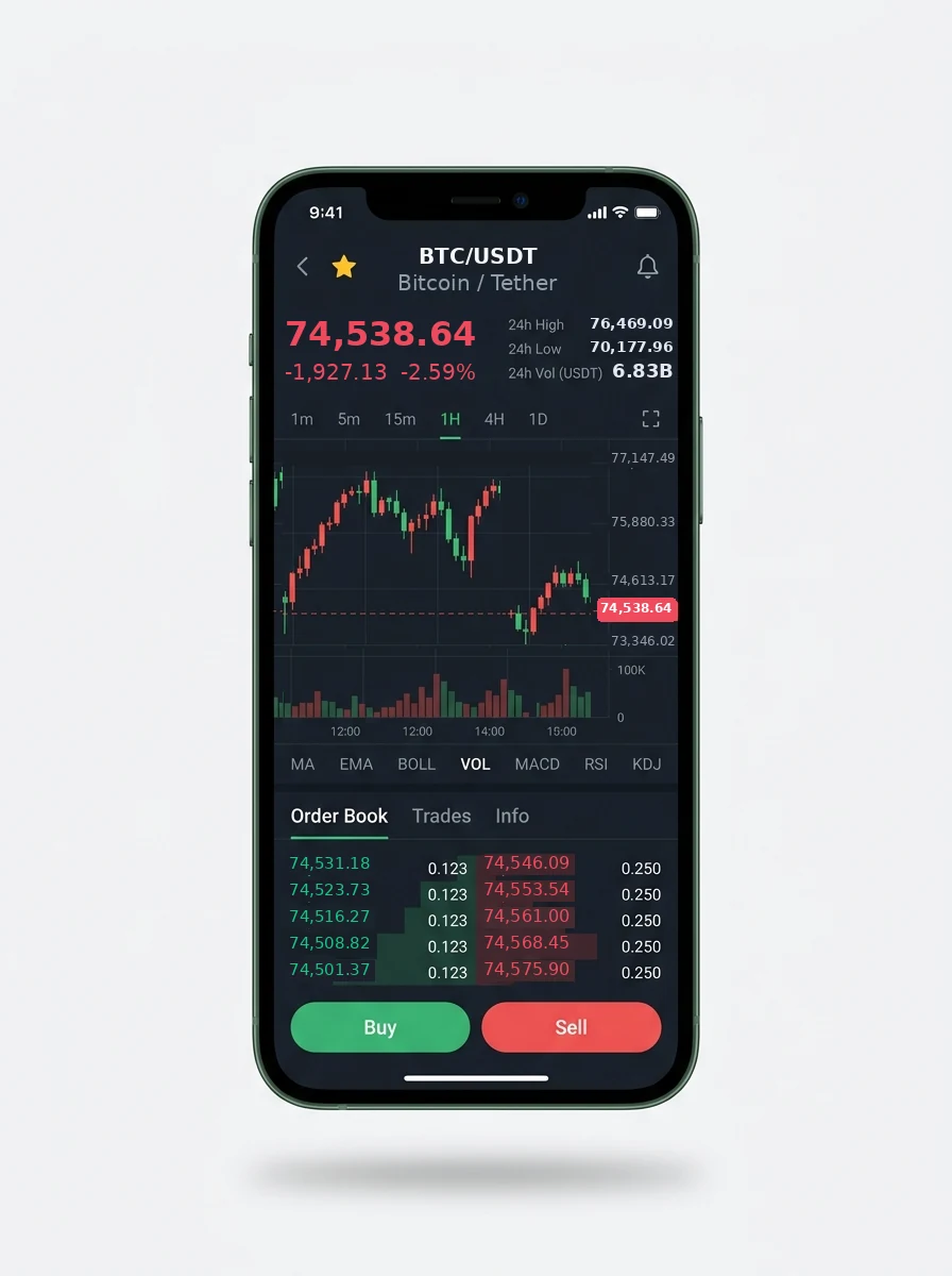 The same portfolio view on a phone screen